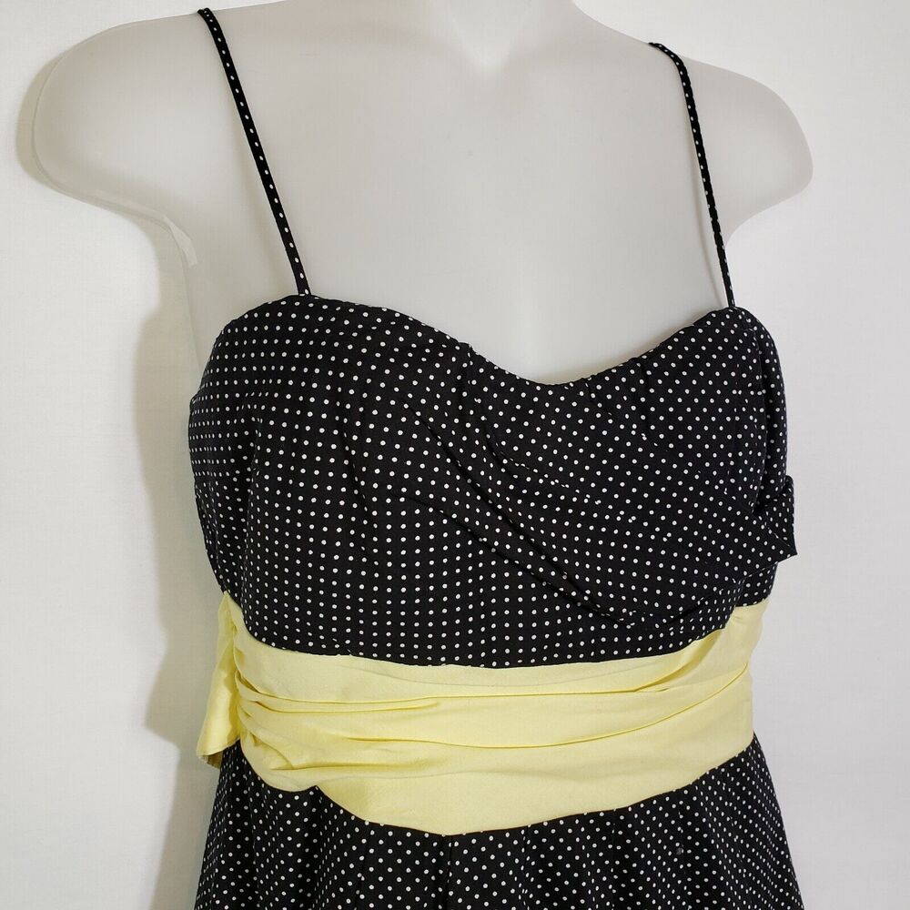 Maurices Womens Dress Junior Size 5/6 Black White Polka Dot Spaghetti Strap Tie - Picture 4 of 12